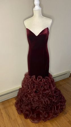 Jovani Red Size 8 Burgundy Mermaid Dress on Queenly