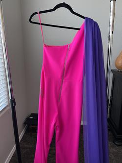 Ashley Lauren Pink Size 10 Sequin Cape Jumpsuit Dress on Queenly