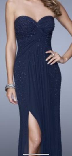 La Femme Blue Size 8 Side Slit Straight Dress on Queenly