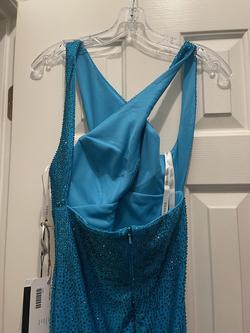 Sherri Hill 54850 cross over halter dress Blue Size 2 Mermaid Dress on Queenly