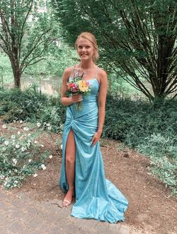 Ashley Lauren Blue Size 2 Prom Black Tie $300 A-line Dress on Queenly