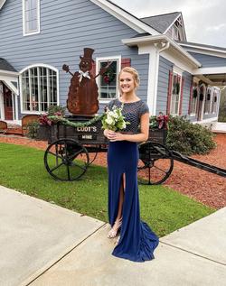 Sherri Hill Navy Blue Size 2 Prom Midi Cocktail Dress on Queenly