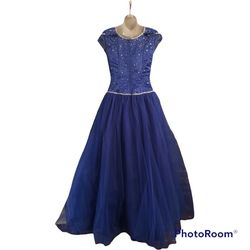 Eternity Blue Size 4 Prom 50 Off Tulle Ball gown on Queenly