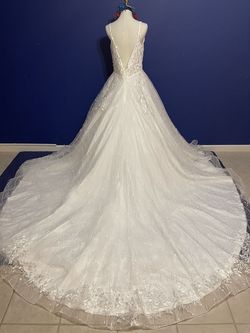 D&V White Size 14 Dandv Ball gown on Queenly