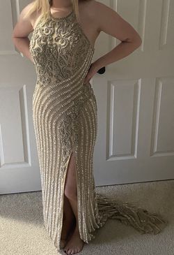 Sherri Hill Nude Size 6 Floor Length Side slit Dress on Queenly
