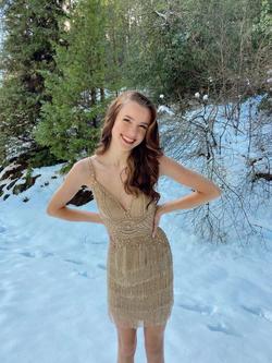 Sherri Hill Gold Size 0 Fringe Cocktail Dress on Queenly