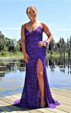 Sherri Hill Purple Size 4 Prom A-line Dress on Queenly