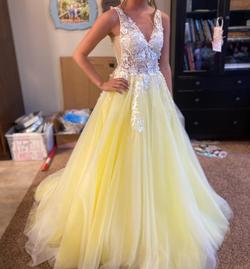 Jovani Yellow Size 6 50 Off Floor Length Ball gown on Queenly