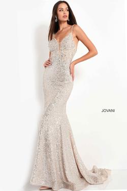 Style 5805 Jovani Silver Size 6 Pageant Mermaid Dress on Queenly