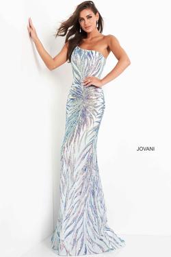 Style 5664 Jovani Blue Size 12 Plus Size Pageant Straight Dress on Queenly