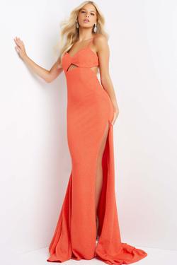 Style JVN07344 Jovani Orange Size 8 Side slit Dress on Queenly