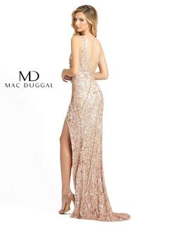 Style 4995 Mac Duggal Gold Size 14 Plus Size Side slit Dress on Queenly
