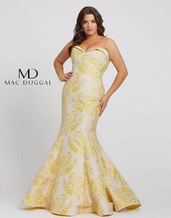 Style 66801 Mac Duggal Yellow Size 14 Plus Size Mermaid Dress on Queenly