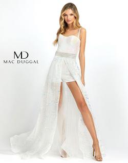 Style 66858 Mac Duggal White Size 4 Jewelled Jumpsuit Dress on Queenly