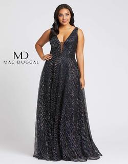 Style 77717 Mac Duggal Black Size 14 Plus Size A-line Dress on Queenly
