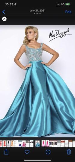 mac duggal Blue Size 6 Train Dress on Queenly