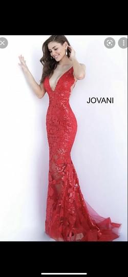 Jovani Red Size 8 Black Tie Mermaid Dress on Queenly