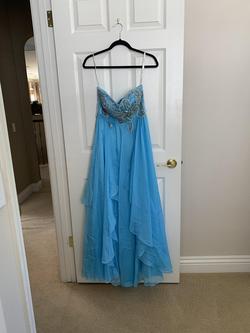 Sherri Hill Blue Size 6 Tulle Ball gown on Queenly