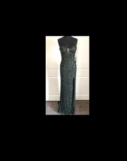 Rene The Label Green Size 4 Side Slit Corset Train A-line Dress on Queenly
