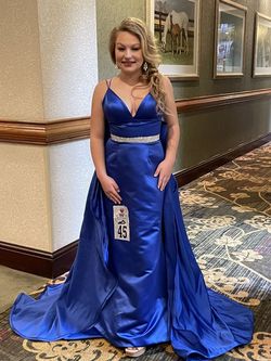 Sherri Hill Blue Size 4 Prom 50 Off Pageant Floor Length Train Dress on Queenly