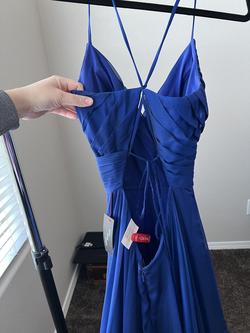 La Femme Blue Size 6 Black Tie A-line Dress on Queenly