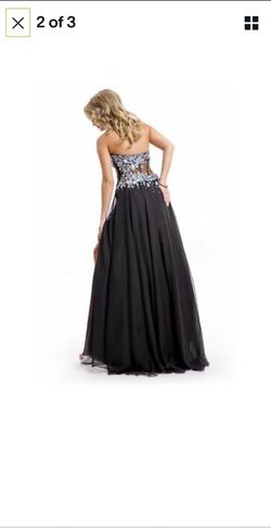 Rachel Allan/Partytime Formals 6497 Purple Size 6 Corset Black Tie Side slit Dress on Queenly