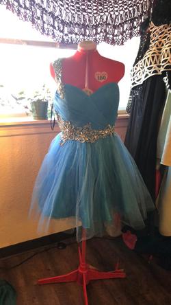 Clarisse Blue Size 14 Shiny Ball gown on Queenly