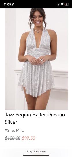 Jazz Sequin Halter Dress in Silver