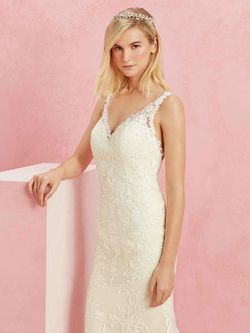 Style BL229  Casablanca Nude Size 12 Lace Tall Height Floor Length Ivory Mermaid Dress on Queenly
