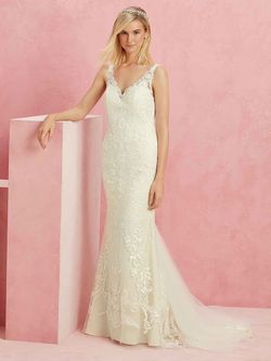Style BL229  Casablanca Nude Size 12 Lace Tall Height Floor Length Ivory Mermaid Dress on Queenly