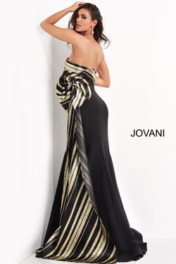 Style 05084 Jovani Black Size 12 Gold Strapless Plus Size Straight Dress on Queenly