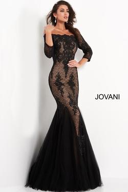 Style 3376 Jovani Black Size 16 Plus Size Mermaid Dress on Queenly