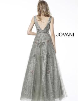Style 53041 Jovani Silver Size 14 Plus Size Plunge A-line Dress on Queenly