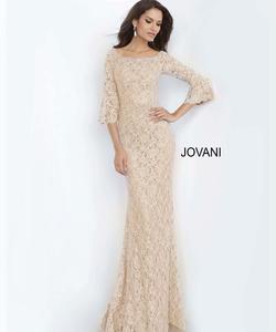Style 68810 Jovani Gold Size 16 Lace Straight Dress on Queenly