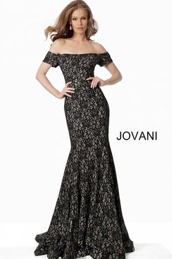 Style 66305 Jovani Black Size 20 Plus Size Lace Fitted Straight Dress on Queenly