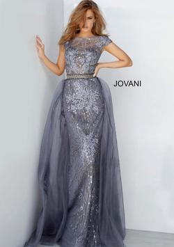 Style 02327 Jovani Silver Size 16 Cap Sleeve A-line Dress on Queenly