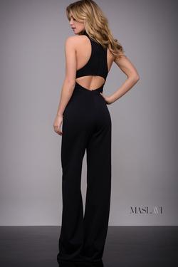 Style M55454 Jovani Black Size 2 High Neck Jersey Jumpsuit Dress on Queenly