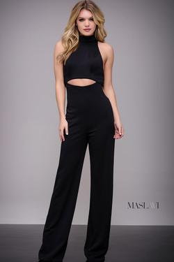 Style M55454 Jovani Black Size 2 High Neck Jersey Jumpsuit Dress on Queenly