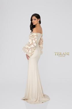 Style 1911E9128 Terani Couture Nude Size 8 Pageant Straight Dress on Queenly