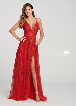 Style EW119001 Ellie Wilde Red Size 0 Pageant Side slit Dress on Queenly