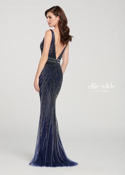 Style EW119017 Ellie Wilde Blue Size 16 Tulle Navy Straight Dress on Queenly