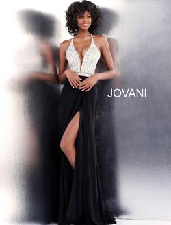 Style 66376 Jovani Black Size 0 Silver Side slit Dress on Queenly