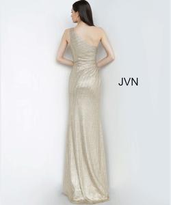 Style JVN4734 Jovani Gold Size 18 Prom Plus Size Side slit Dress on Queenly