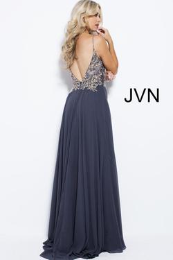 Style JVN55885 Jovani Blue Size 18 Navy Plus Size Spaghetti Strap Side slit Dress on Queenly