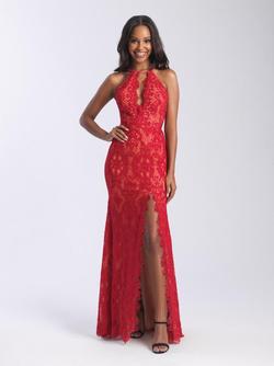 Style 20-340 Madison James Red Size 12 Plus Size Straight Side slit Dress on Queenly