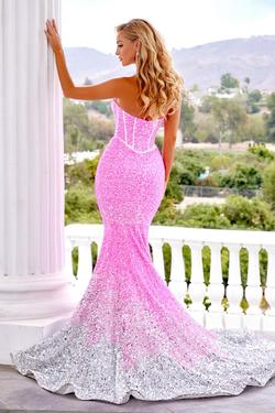 Style PS22346 Portia and Scarlett Pink Size 12 Gold Plus Size Mermaid Dress on Queenly
