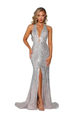 Style PS6080 Portia and Scarlett Silver Size 6 Sequin Cut Out Side slit Dress on Queenly