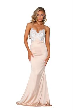 Style PS6304 Portia and Scarlett Gold Size 12 Plus Size Ivory Straight Dress on Queenly