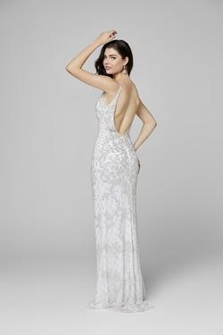 Style 3433 Primavera White Size 00 Backless Pageant Pattern Straight Dress on Queenly