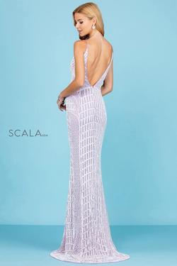 Style 60288 Scala Purple Size 0 Plunge Prom Side slit Dress on Queenly
